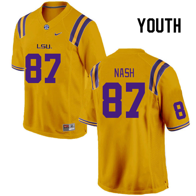 Youth #87 Noah Nash LSU Tigers College Football Jerseys Stitched-Gold - Click Image to Close